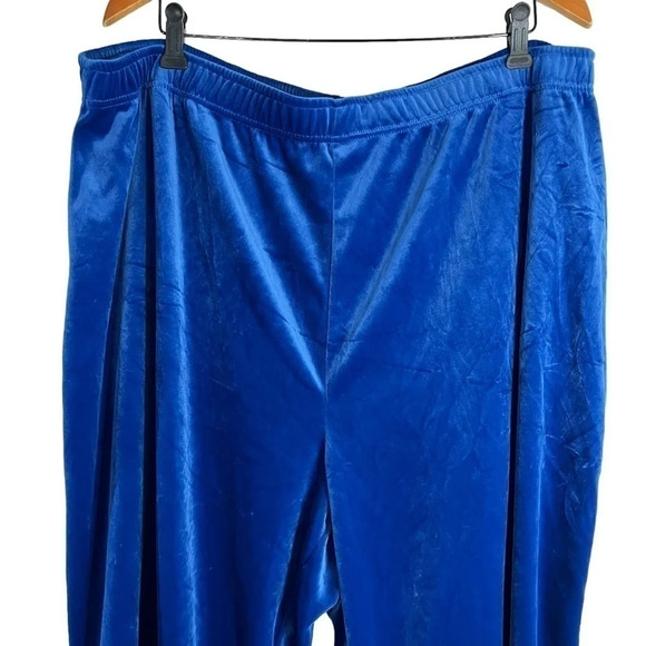 Roamans Blue Velour Lounge Pants Plus Size 3X Elastic Waist Pull On Stretch - Picture 2 of 6